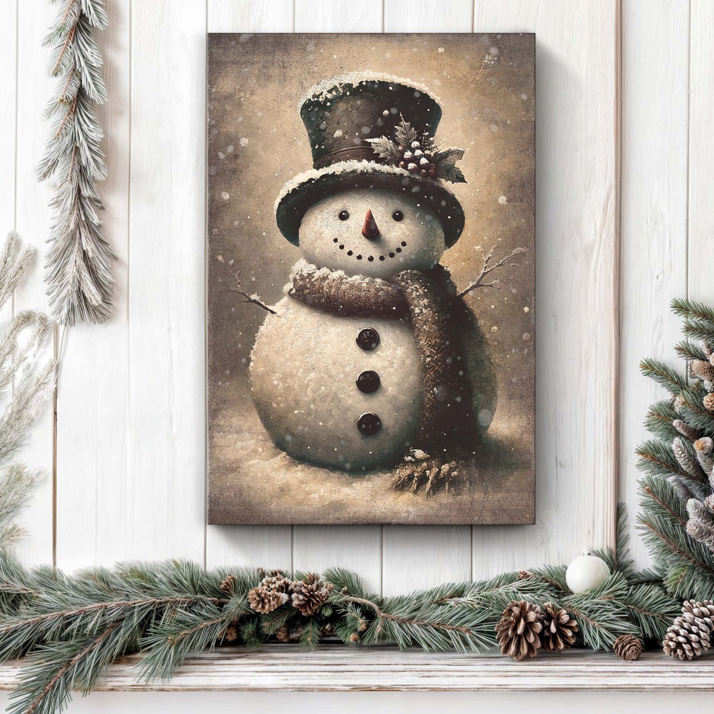 Vintage Snowman Christmas Wall Art III