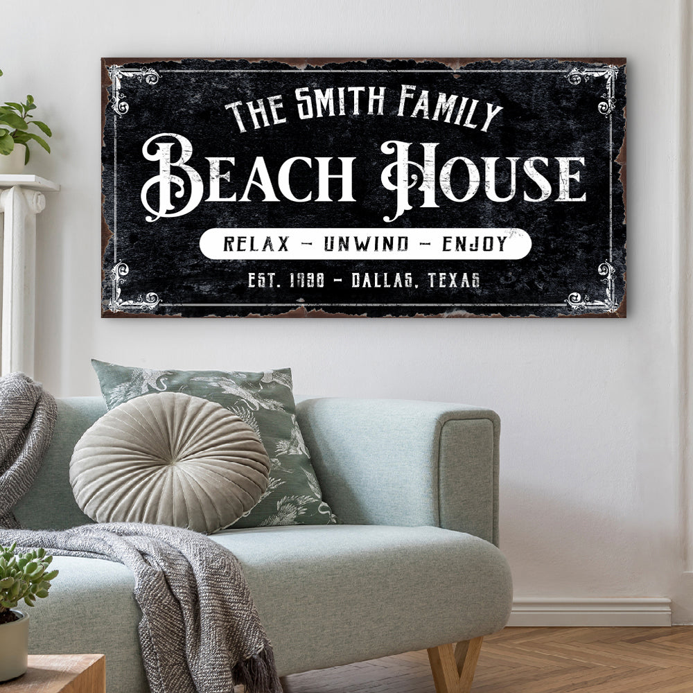 Beach House Personalized Sign III Style 2 - Image by Tailored Canvases