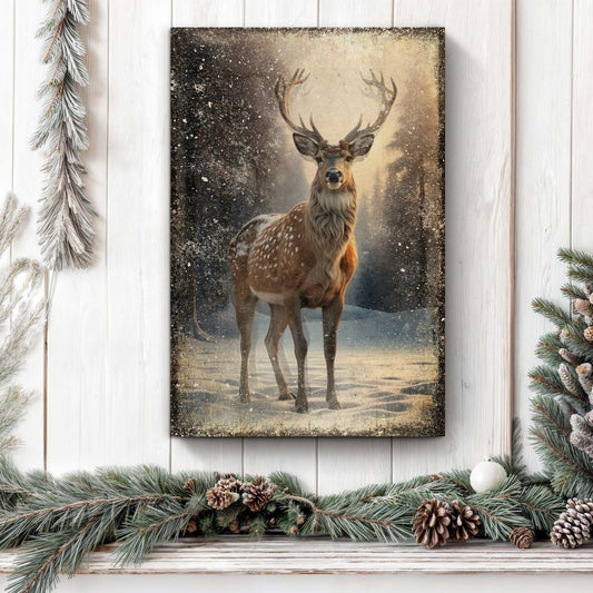 Vintage Winter Deer Christmas Wall Art IV | Image by Tailored Canvases