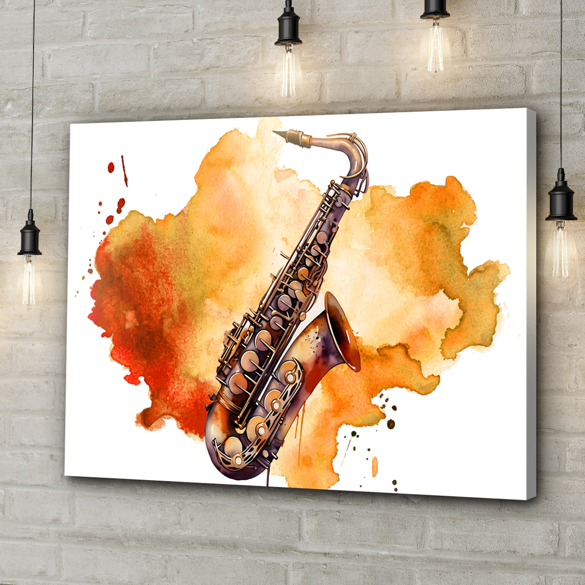 Saxophone Watercolor Canvas Wall Art - Image by Tailored Canvases