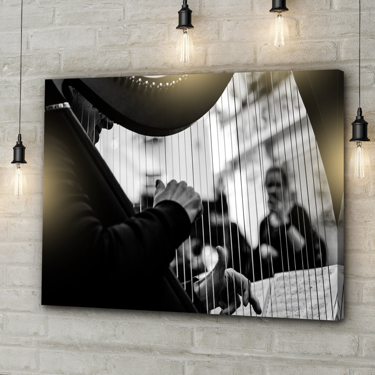 Harp Monochrome Canvas Wall Art - Image by Tailored Canvases