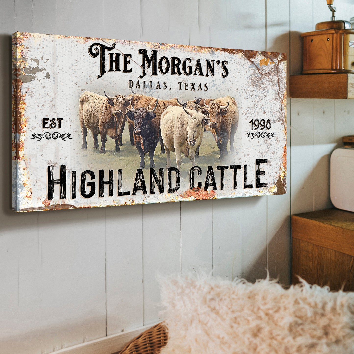 Personalized Highland Cattle Sign III - Image by Tailored Canvases