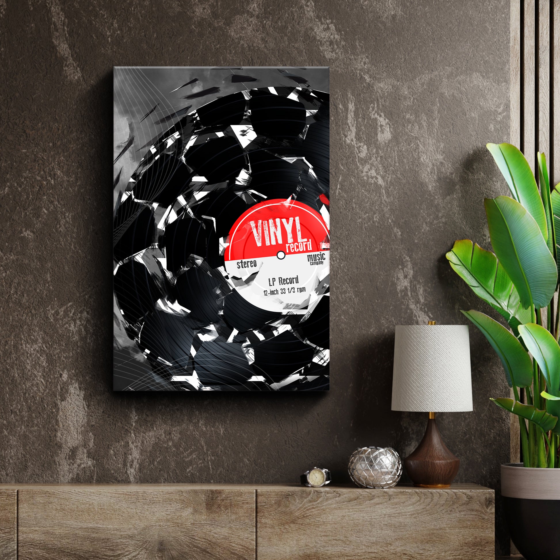 Music Equipment Vinyl Records Abstract Canvas Wall Art Style 1 - Image by Tailored Canvases