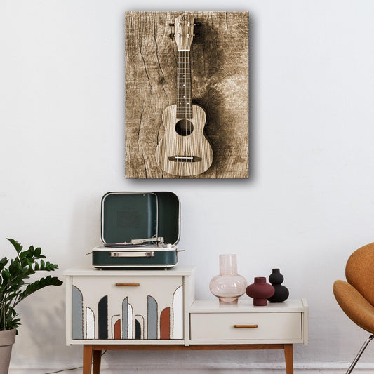 Ukulele Sepia Canvas Wall Art - Image by Tailored Canvases