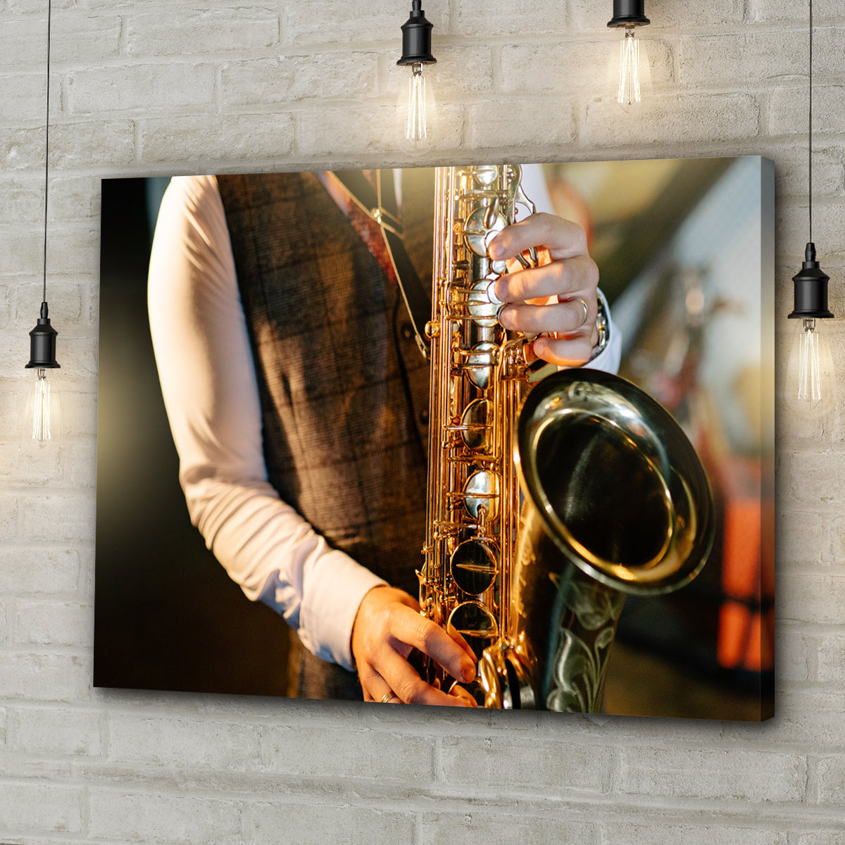 Saxophone Playing Canvas Wall Art - Image by Tailored Canvases