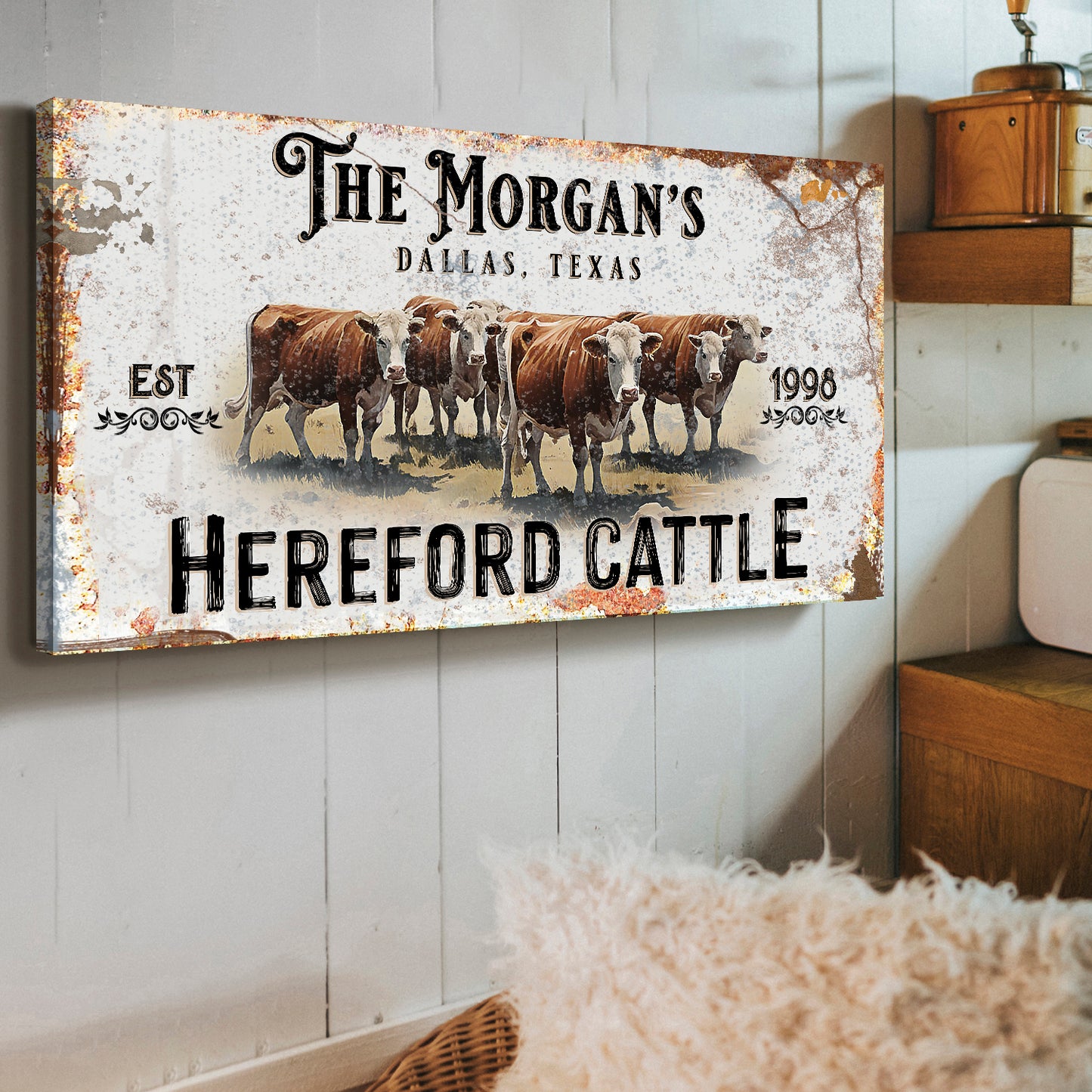 Personalized Hereford Cattle Sign II