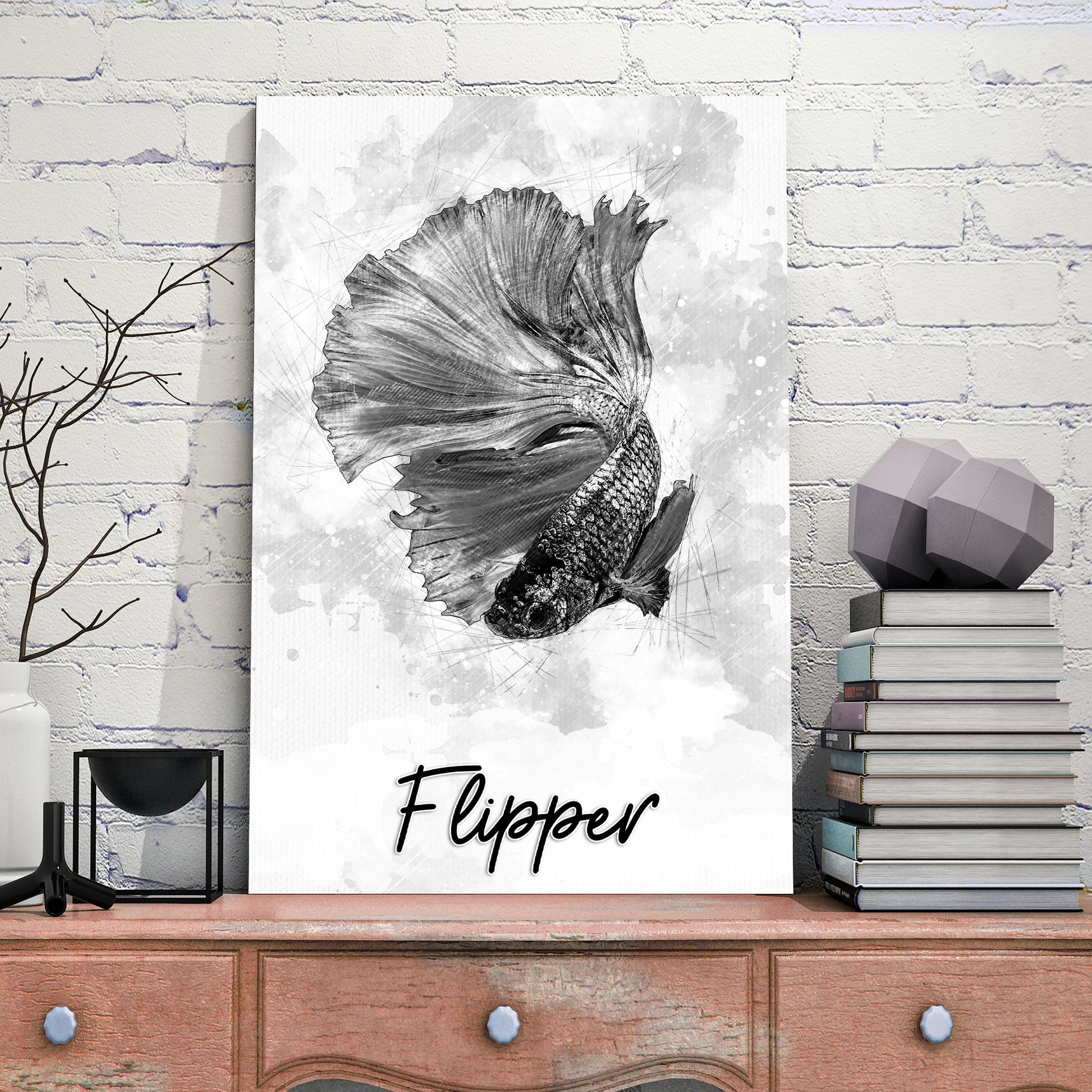 Fish Pencil Sketch Sign  - Image by Tailored Canvases