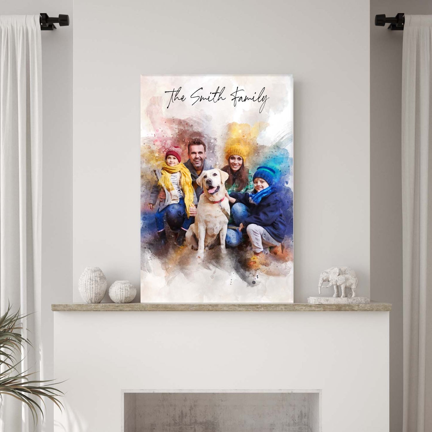 Custom Family Watercolor Portrait II Style 1 - Image by Tailored Canvases