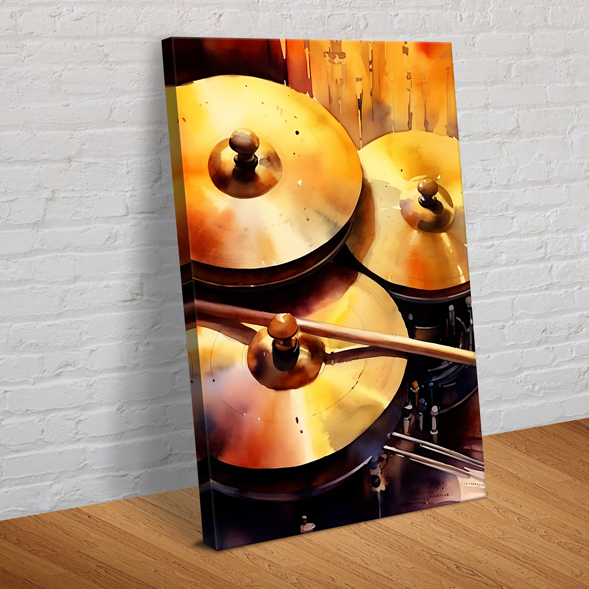 Cymbal Watercolor Canvas Wall Art  - Image by Tailored Canvases