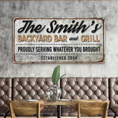 Backyard Bar & Grill Sign XX Style 2 - Image by Tailored Canvases