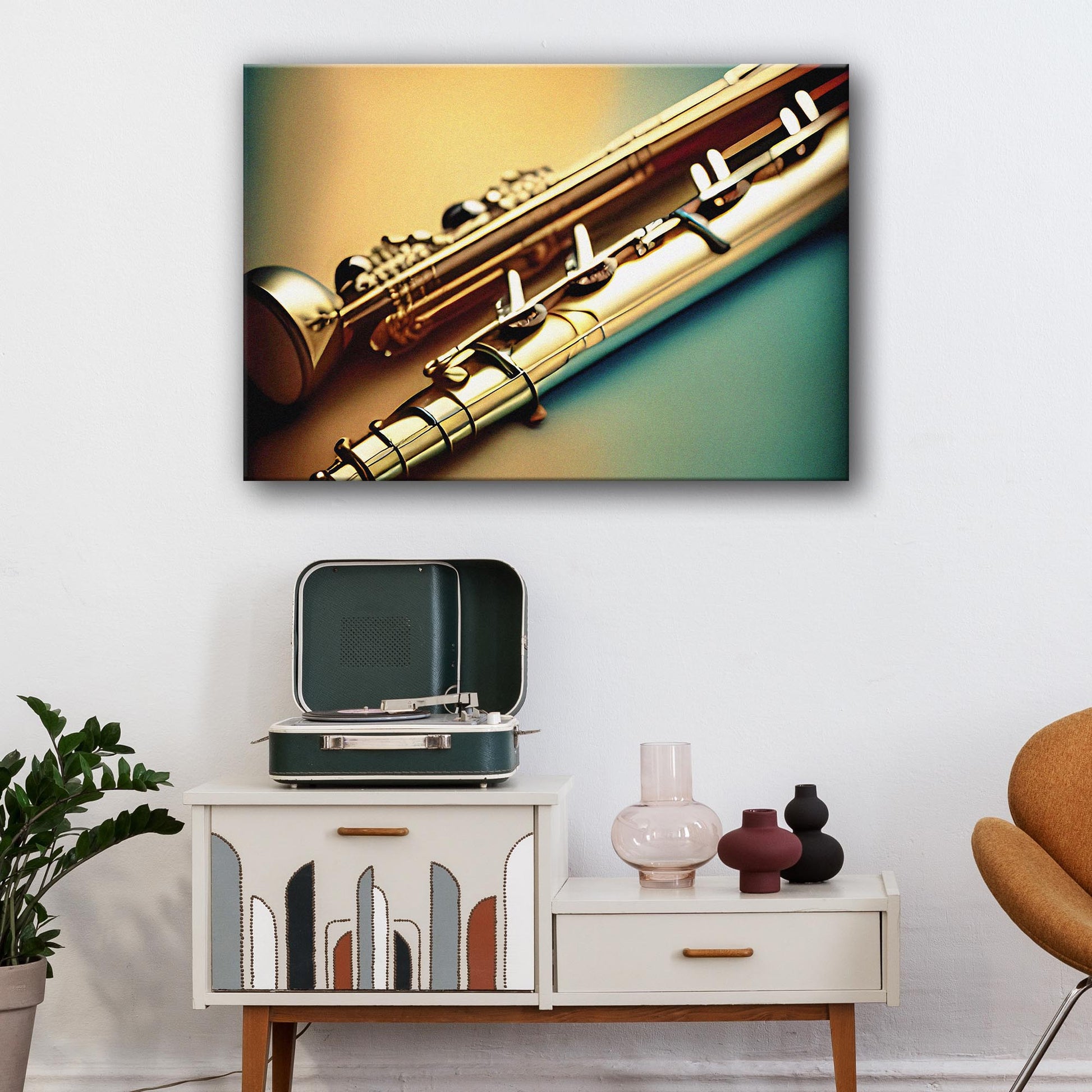 Flute Retro Canvas Wall Art Style 1 - Image by Tailored Canvases