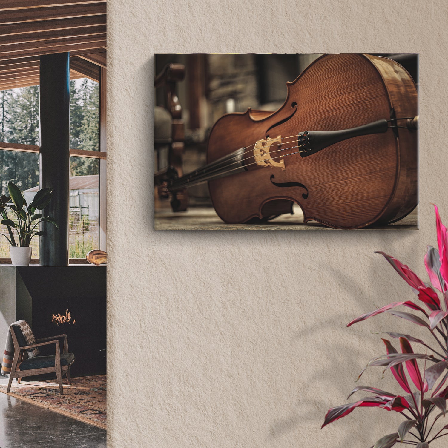 Cello Sepia Canvas Wall Art Style 1 - Image by Tailored Canvases