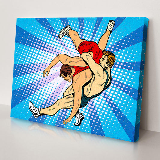 Wrestling Comic Style Canvas Wall Art - Image by Tailored Canvases
