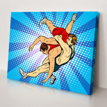 Wrestling Comic Style Canvas Wall Art