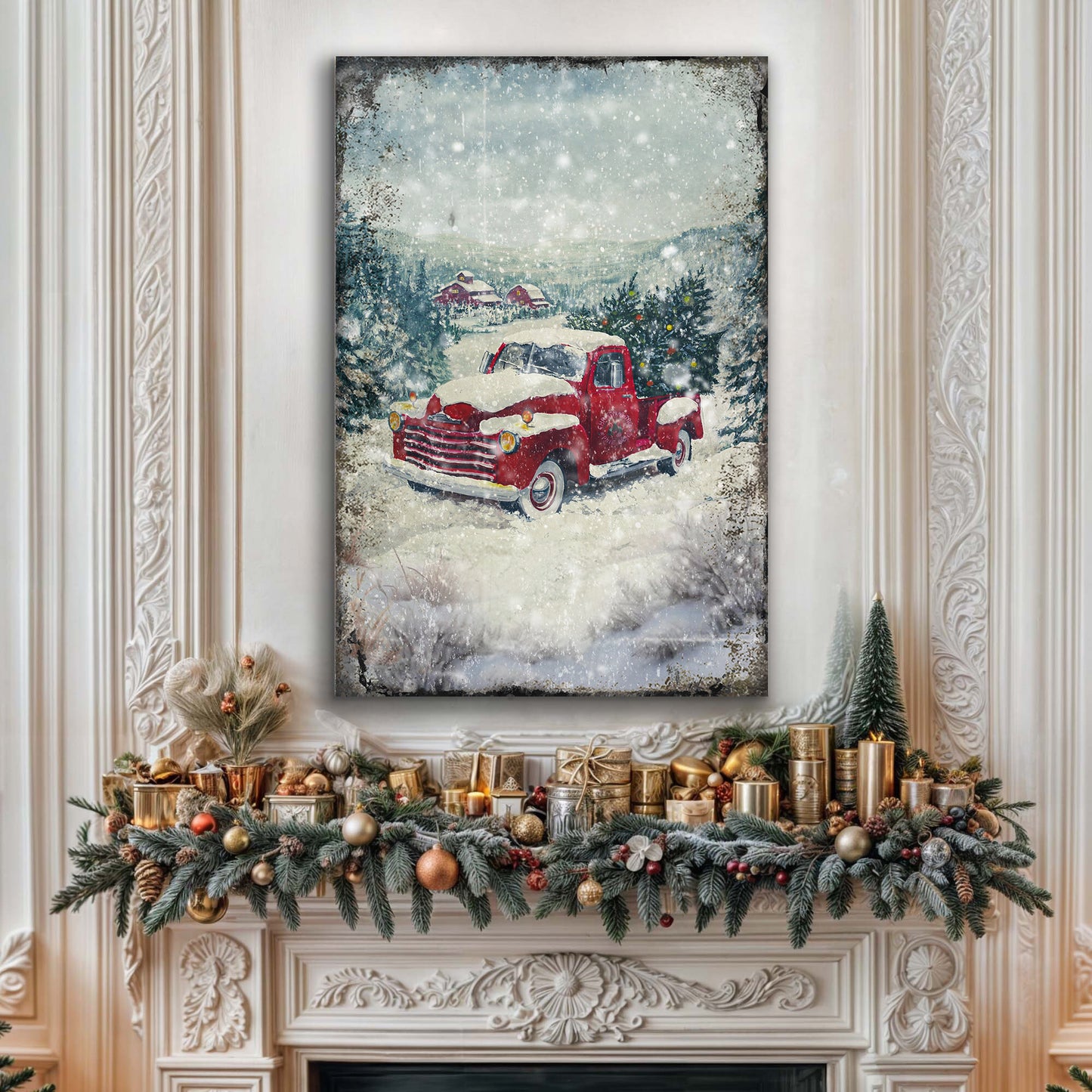 Vintage Truck With Christmas Tree Wall Art II