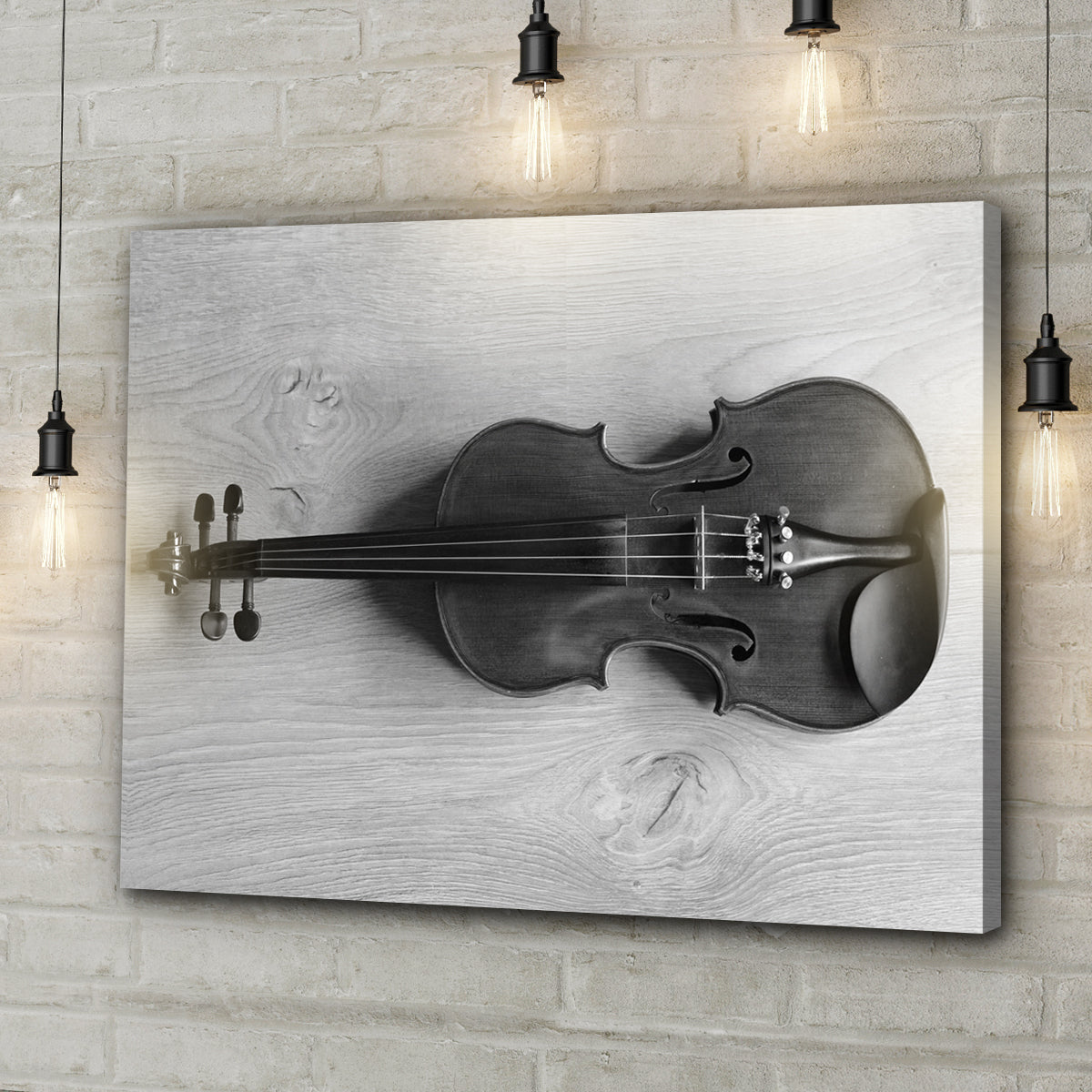 Violin Monochrome Canvas Wall Art - Image by Tailored Canvases