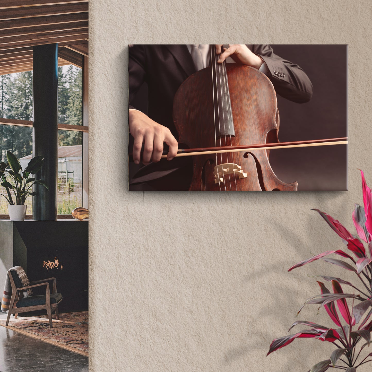Cello Grunge Canvas Wall Art Style 1 - Image by Tailored Canvases