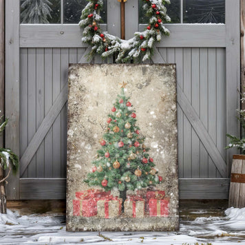 Vintage Christmas Tree With Gifts Wall Art III