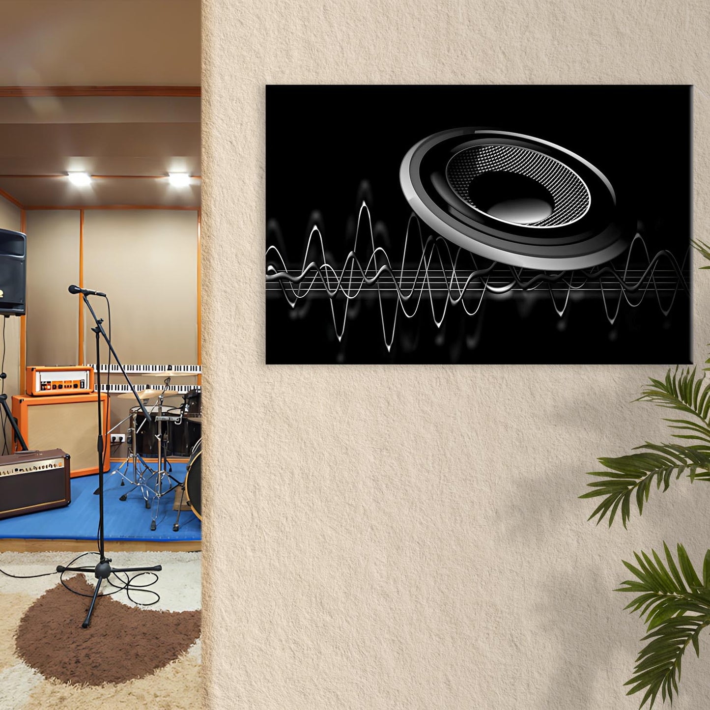 Music Equipment Speakers Monochrome Canvas Wall Art  - Image by Tailored Canvases
