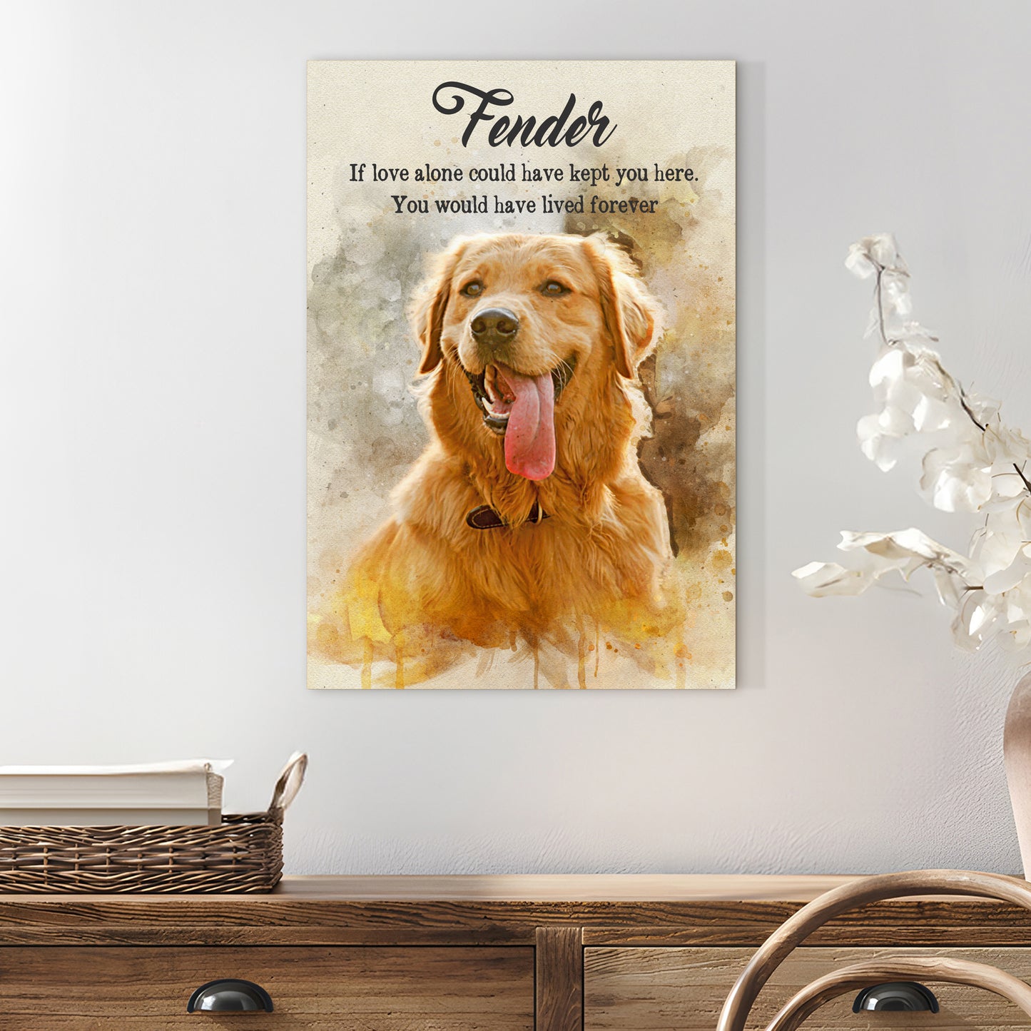 Pet Memorial Watercolor Portrait Sign