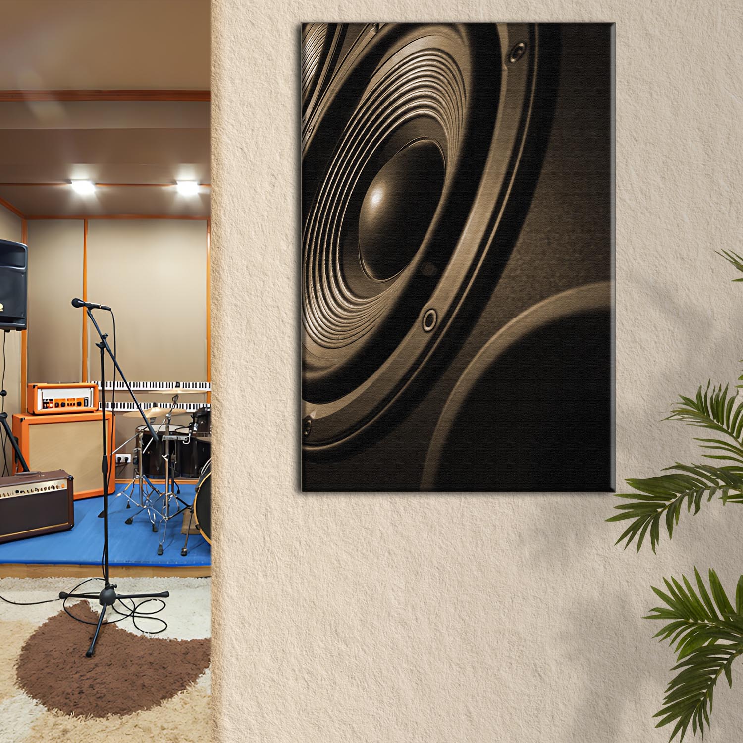 Music Equipment Speakers Sepia Canvas Wall Art  - Image by Tailored Canvases