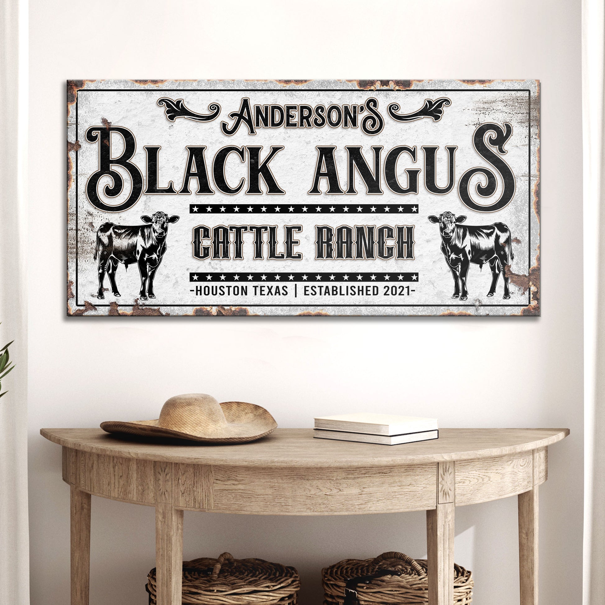 Personalized Black Angus Cattle Sign Style 2 - Image by Tailored Canvases