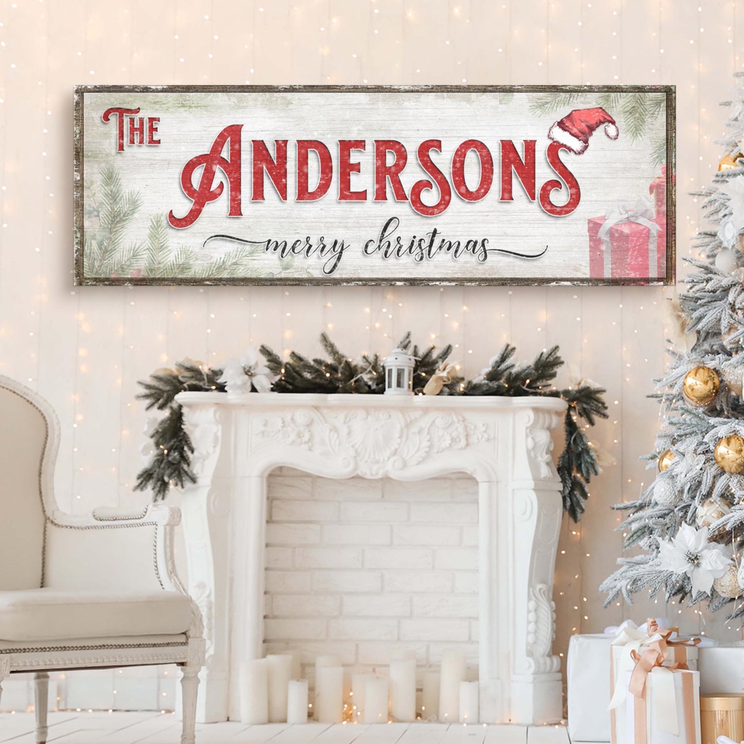 Christmas Family Name Sign V