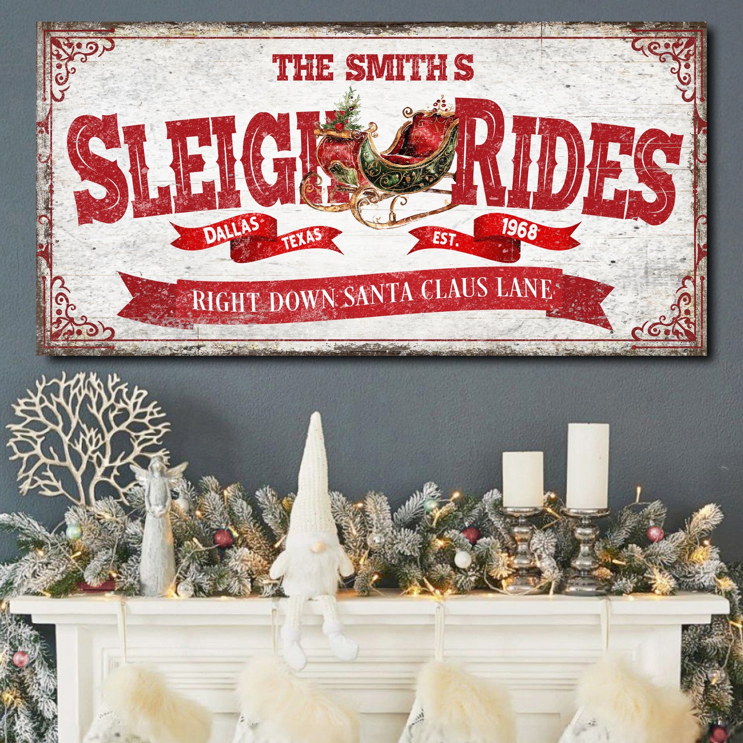 Sleigh Rides Christmas Sign IV | Image by Tailored Canvases