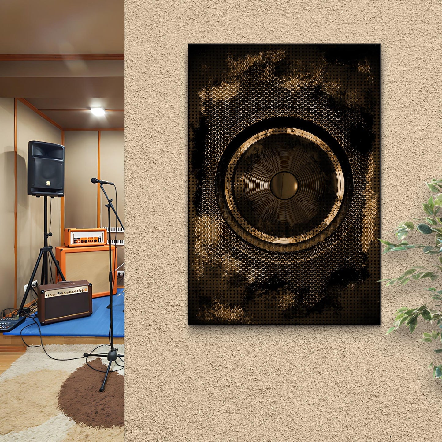 Music Equipment Speakers Grunge Canvas Wall Art  - Image by Tailored Canvases