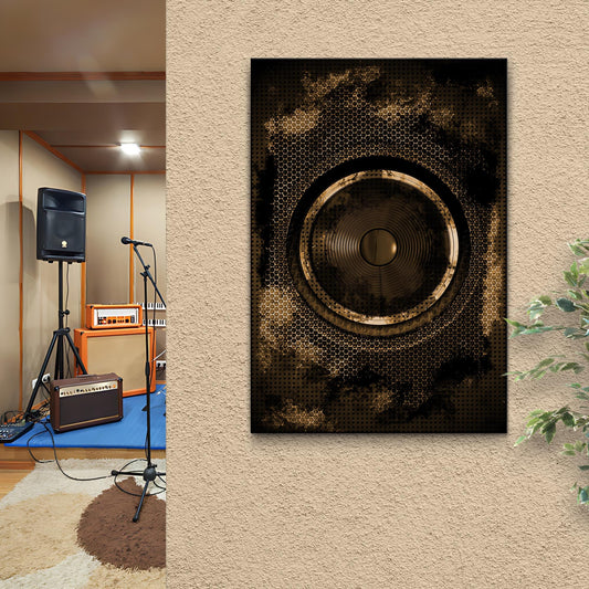 Music Equipment Speakers Grunge Canvas Wall Art Style 2 - Image by Tailored Canvases