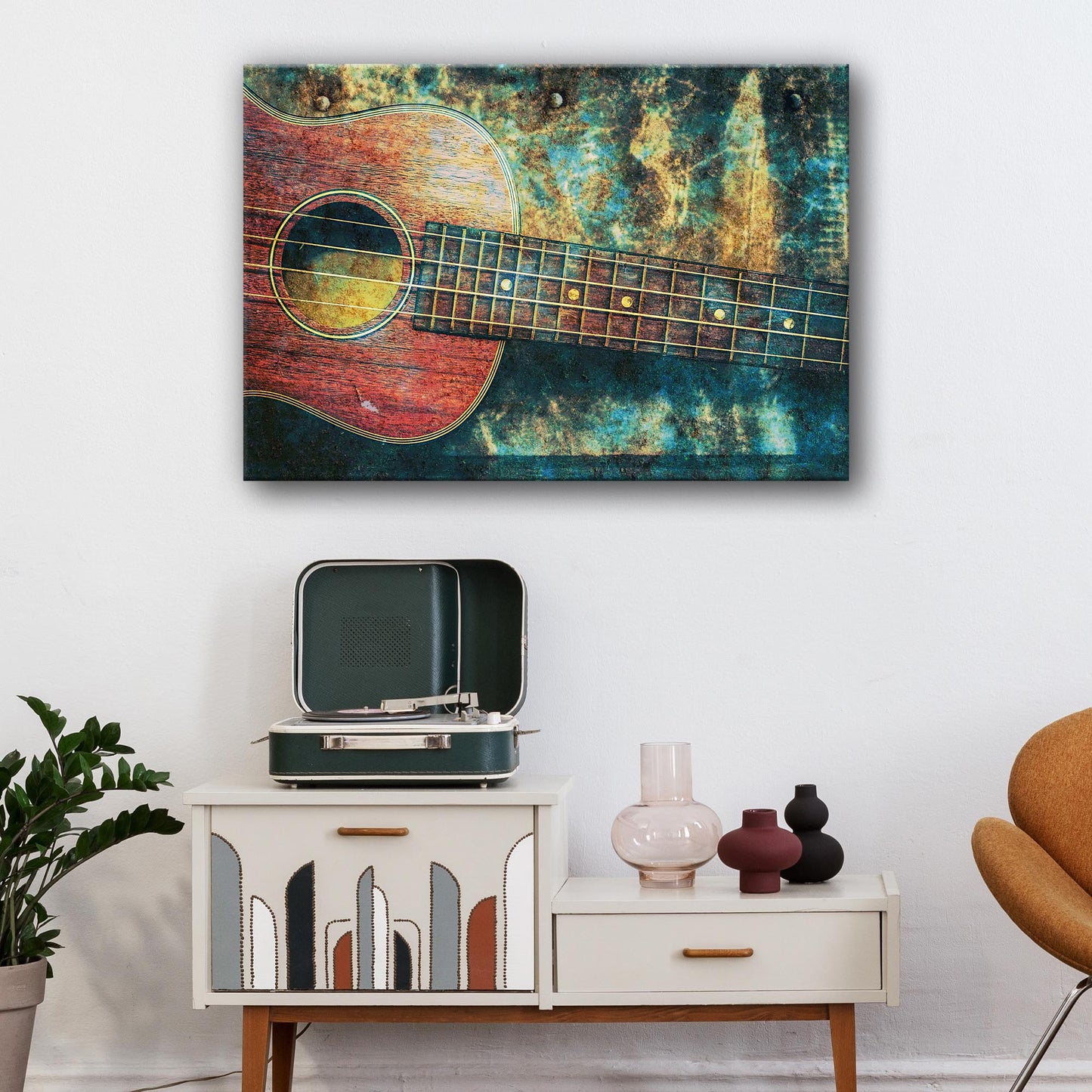 Ukulele Grunge Canvas Wall Art Style 1 - Image by Tailored Canvases