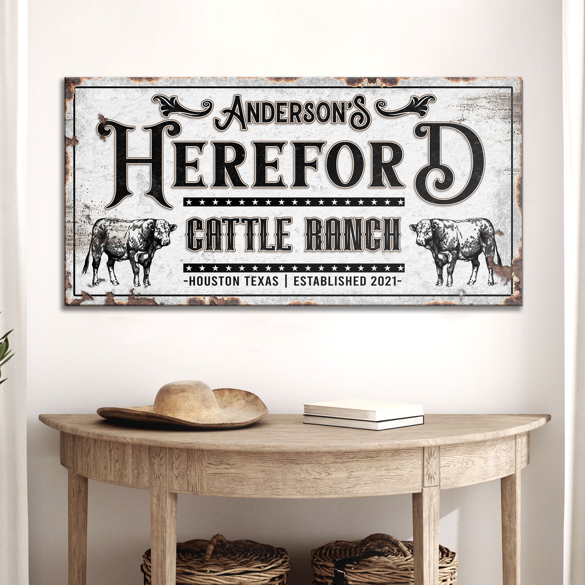 Personalized Hereford Cattle Sign Style 2 - Image by Tailored Canvases