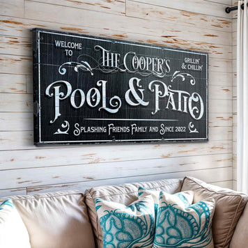 Personalized Pool Sign Black and White