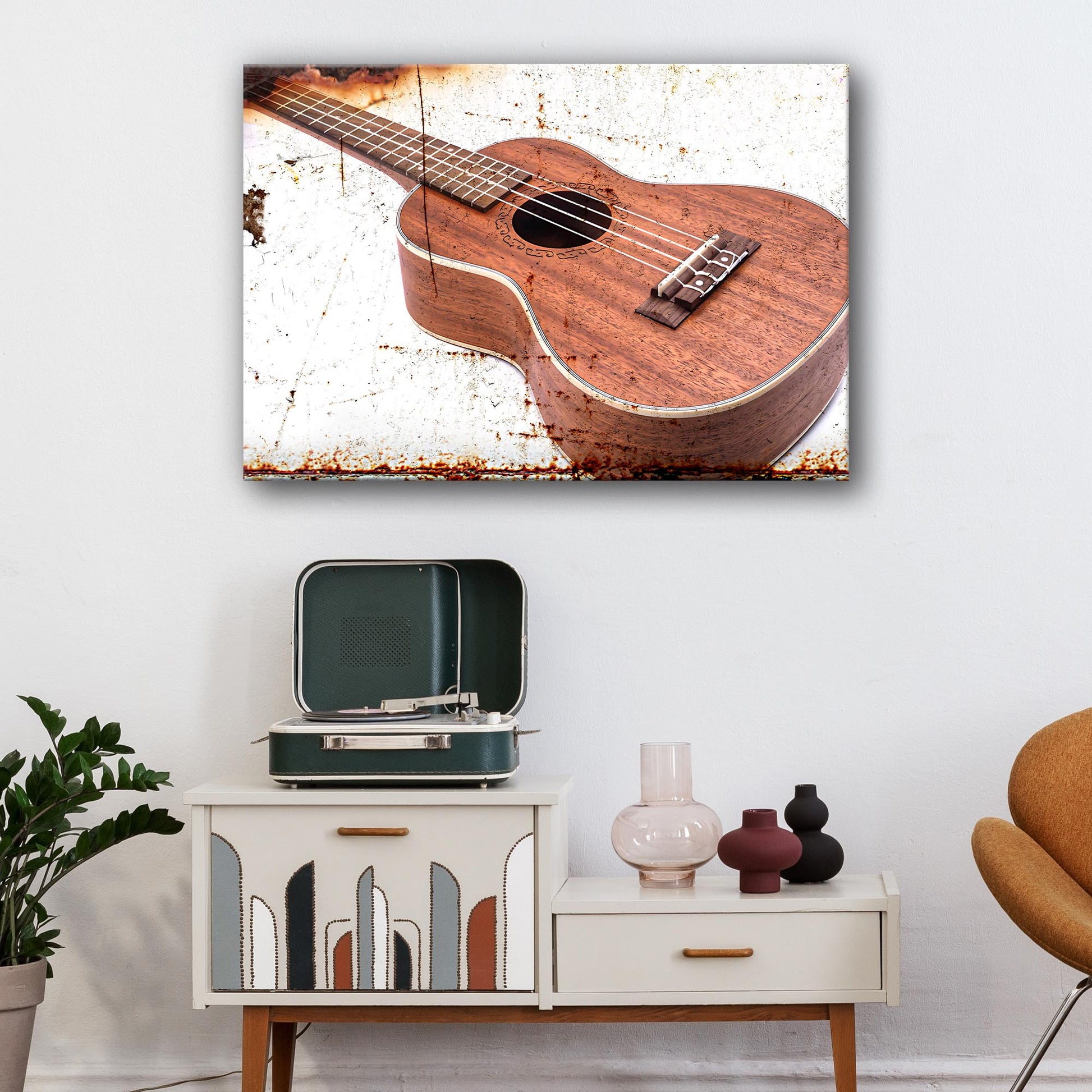 Ukulele Rustic Canvas Wall Art Style 1 - Image by Tailored Canvases