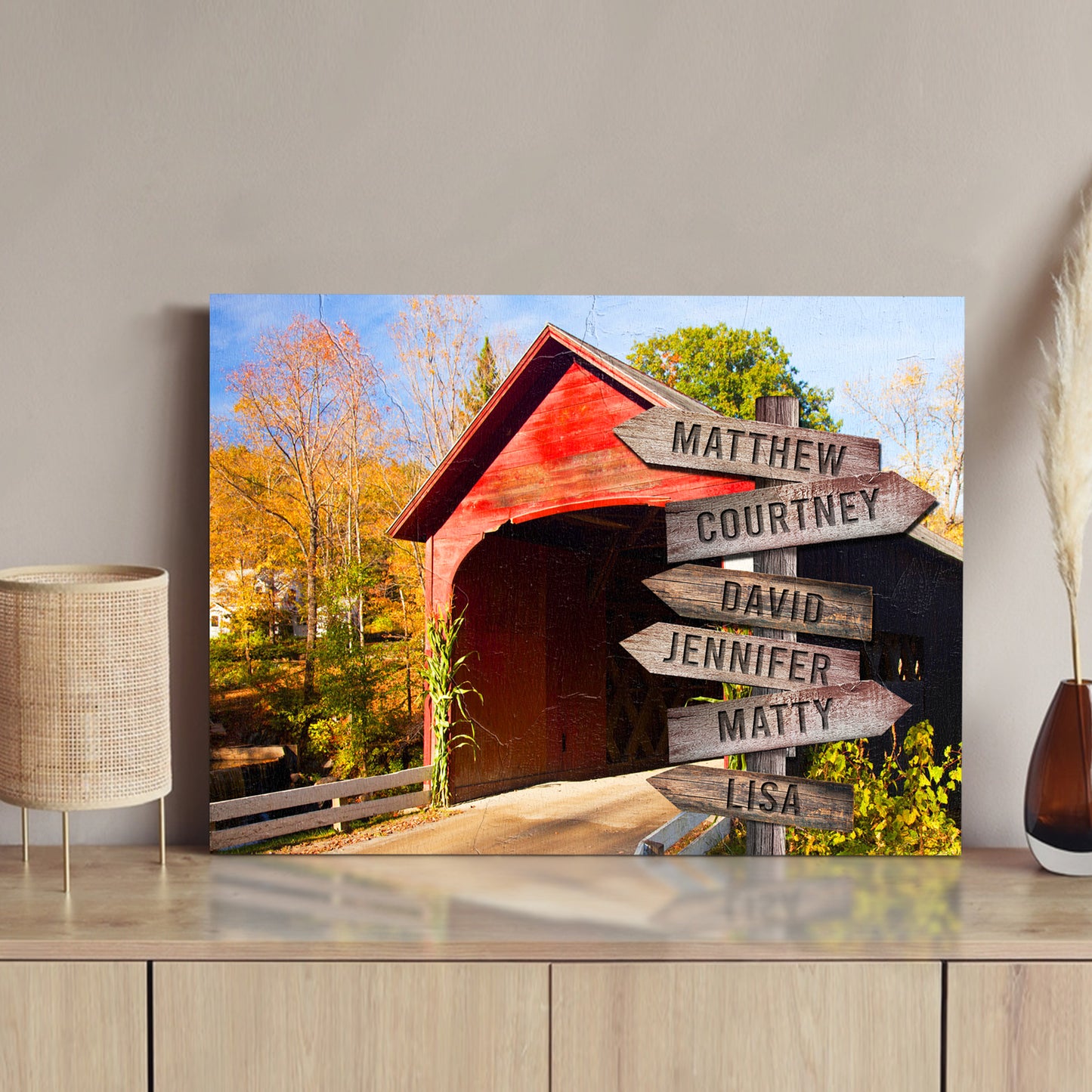 Cabin Woods Family Names Sign