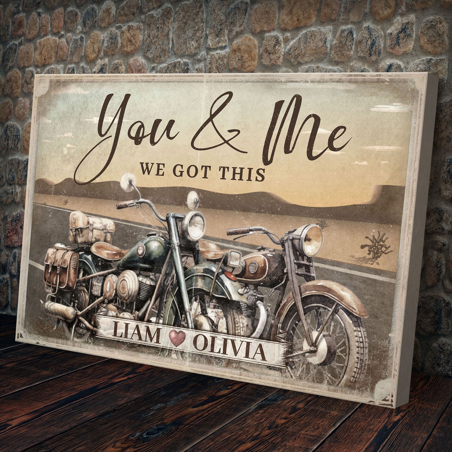 Motorcycle Themed We Got This Couple Sign - Image by Tailored Canvases