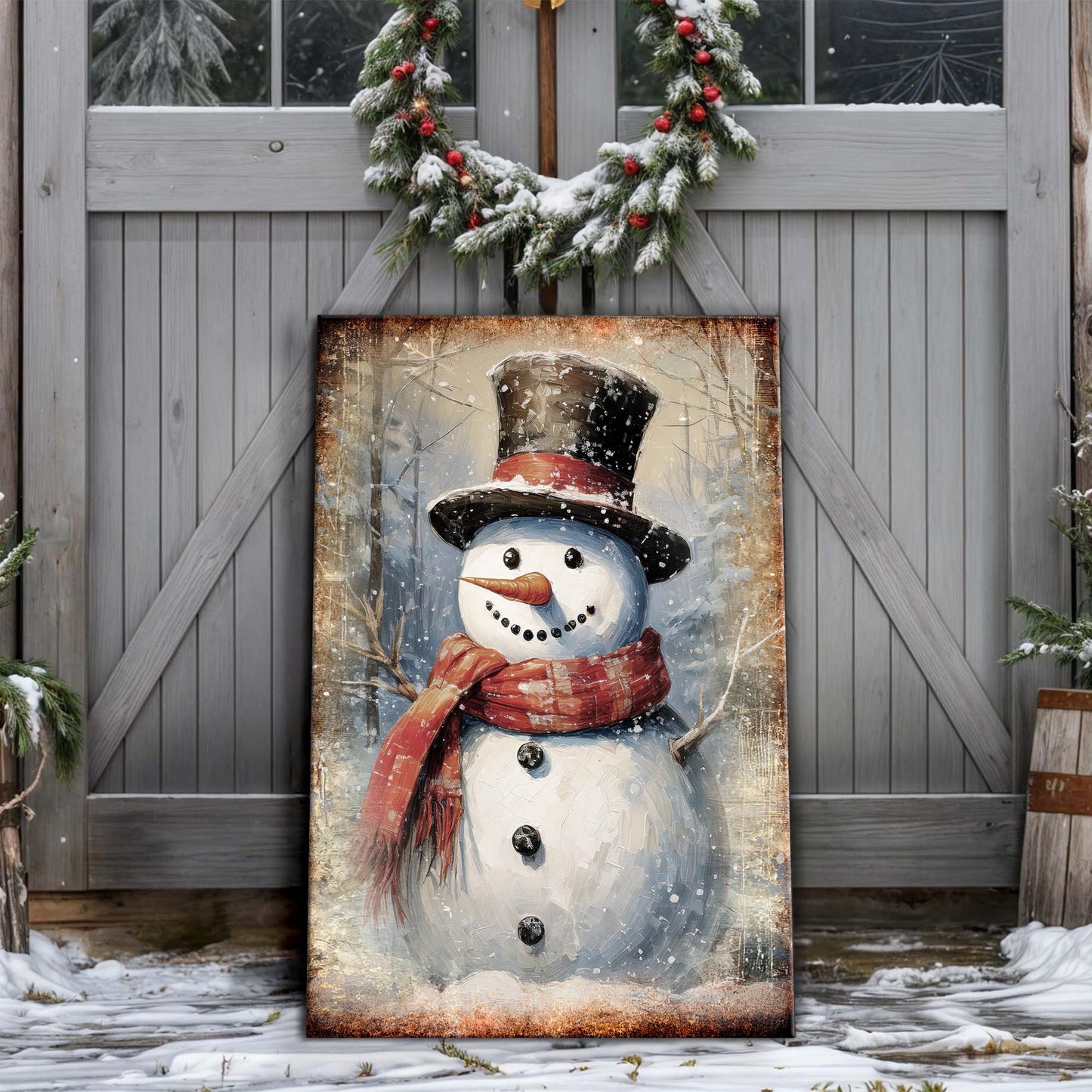 Vintage Snowman Christmas Wall Art