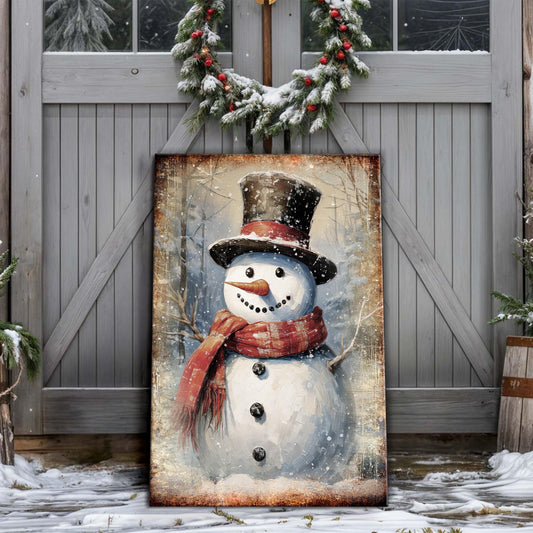 Vintage Snowman Christmas Wall Art - Image by Tailored Canvases
