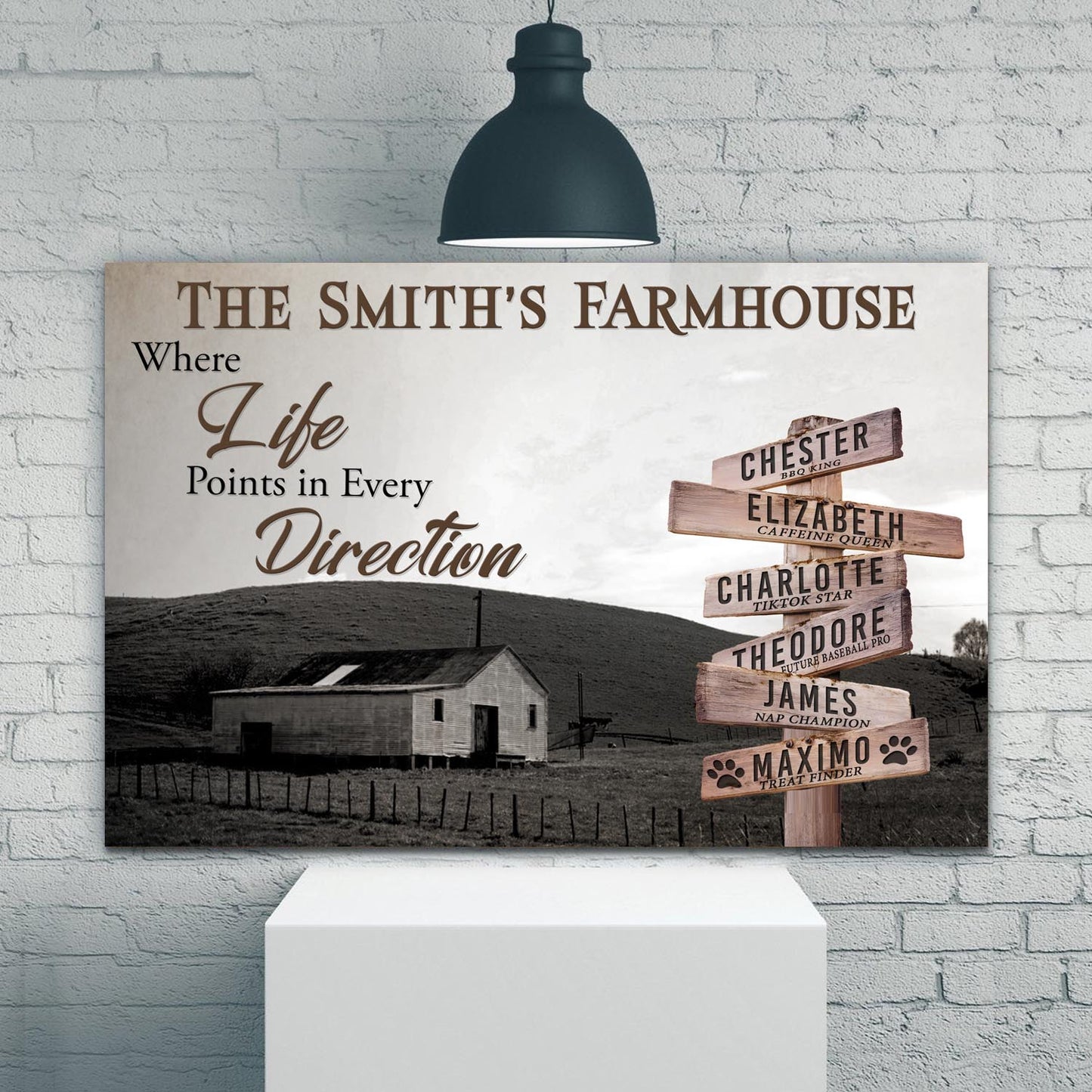 Where Life Points In Every Direction Family Farmhouse Names Sign