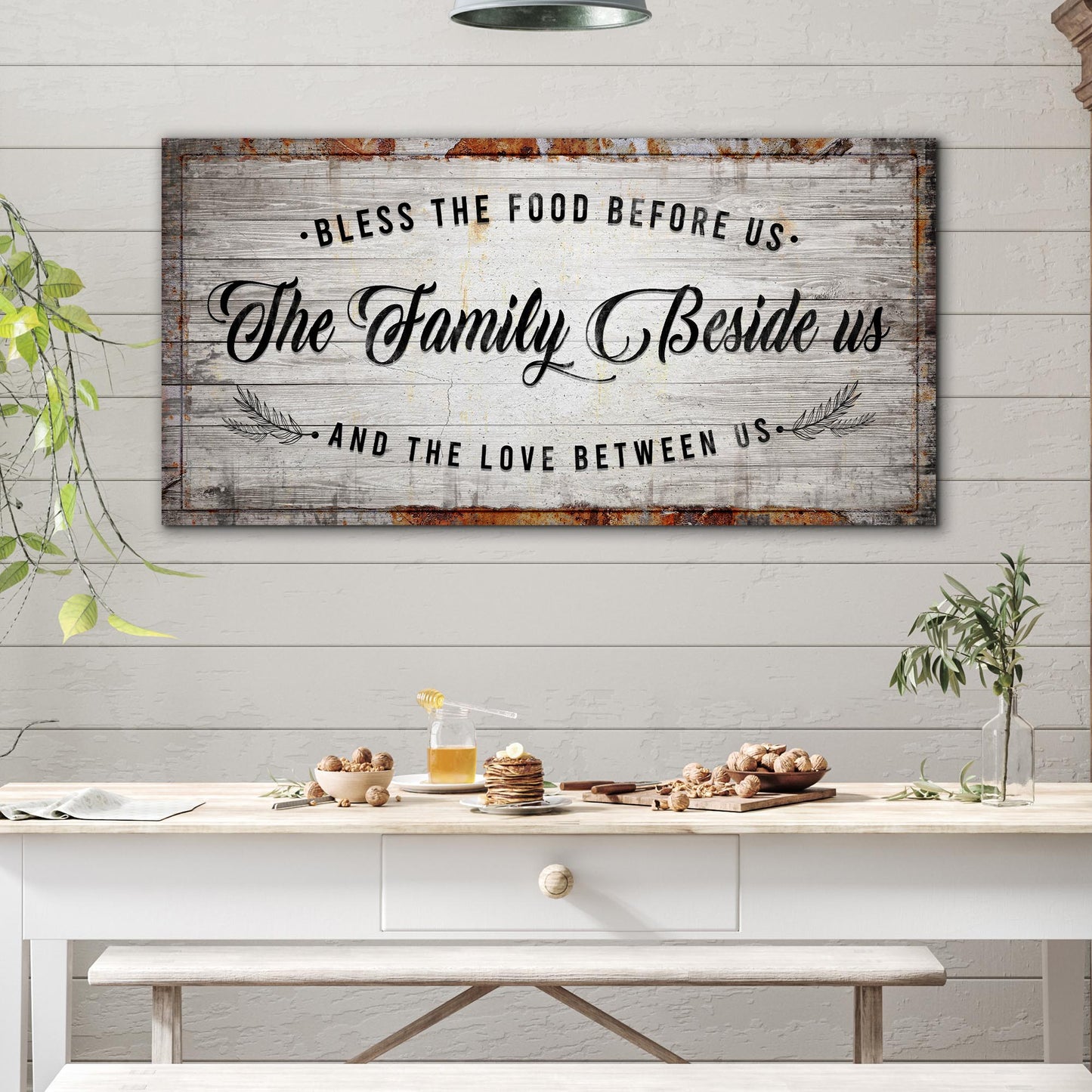 Bless The Food Before Us Kitchen Sign