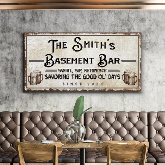 Swirl, Sip, Reminisce Basement Bar Sign Style 2 - Image by Tailored Canvases
