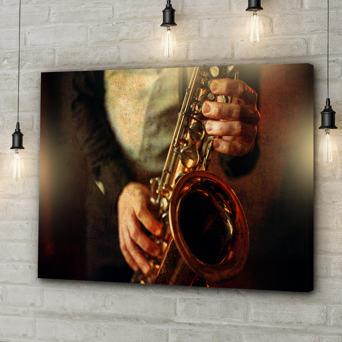 Saxophone Grunge Canvas Wall Art - Image by Tailored Canvases