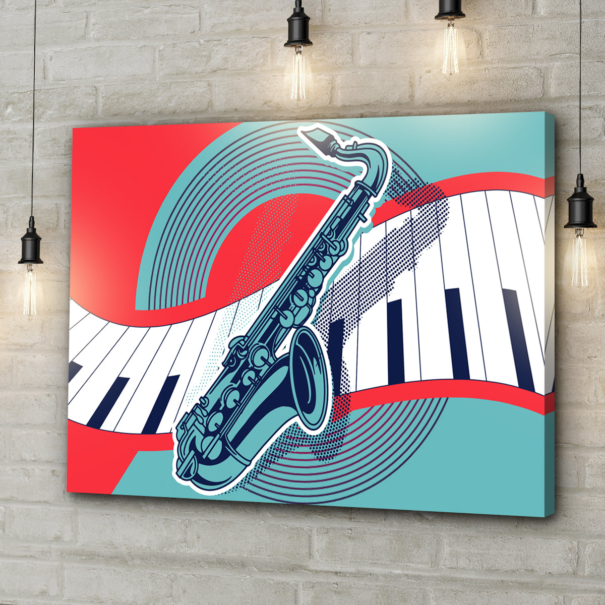 Saxophone Retro Canvas Wall Art - Image by Tailored Canvases