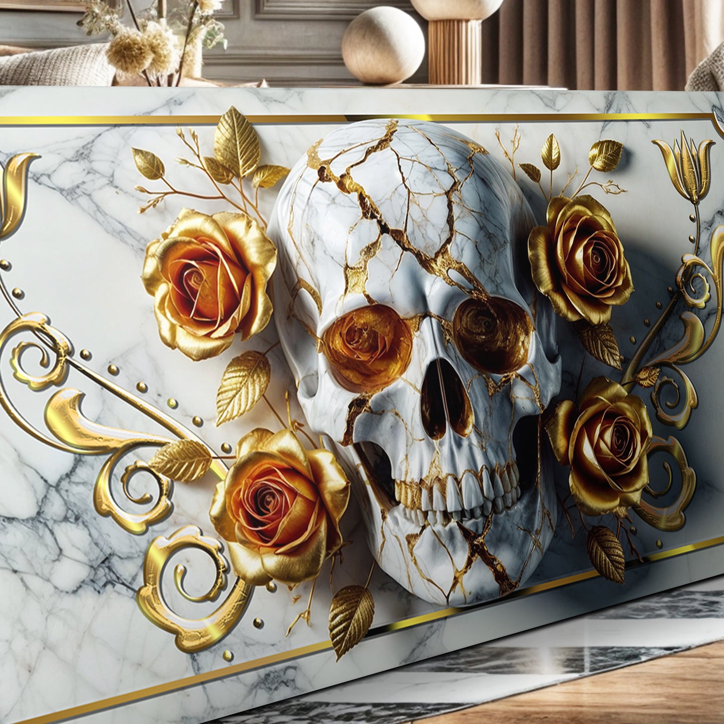 3D Rose and Skull Wall Art II