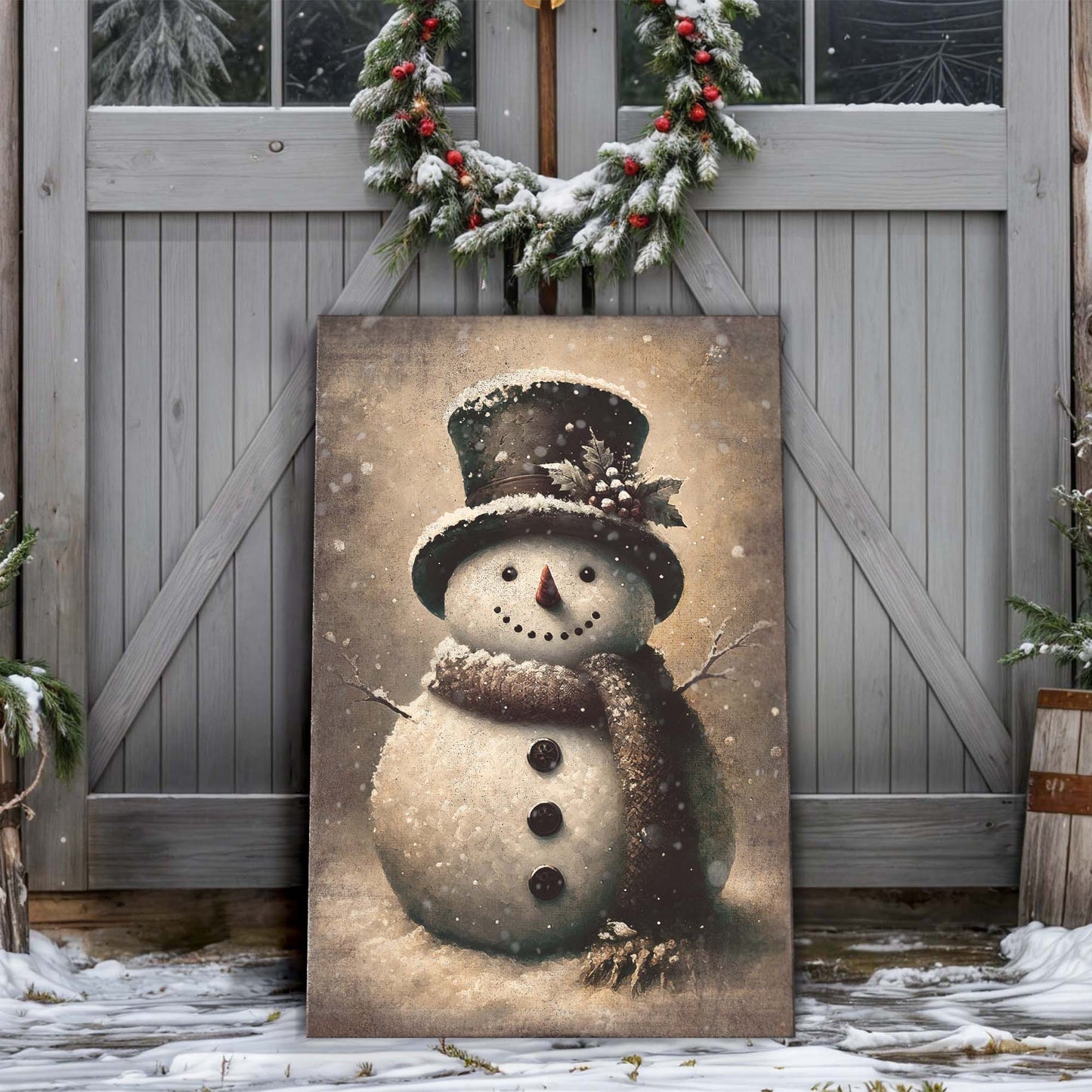 Vintage Snowman Christmas Wall Art III