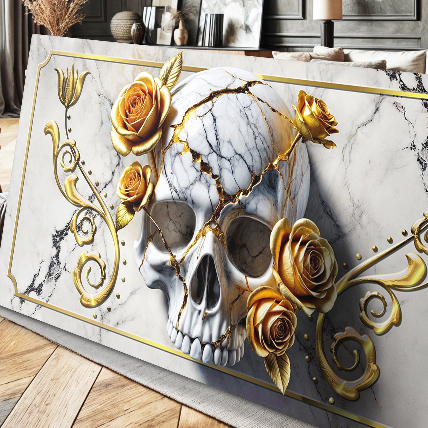 3D Rose and Skull Wall Art