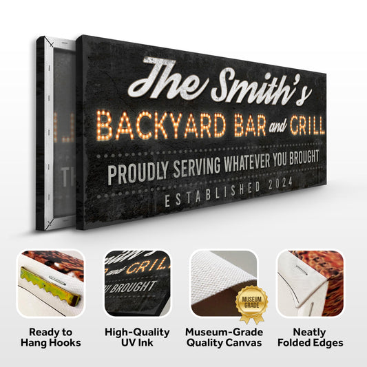 Backyard Bar & Grill Sign XVII Specs - Image by Tailored Canvases