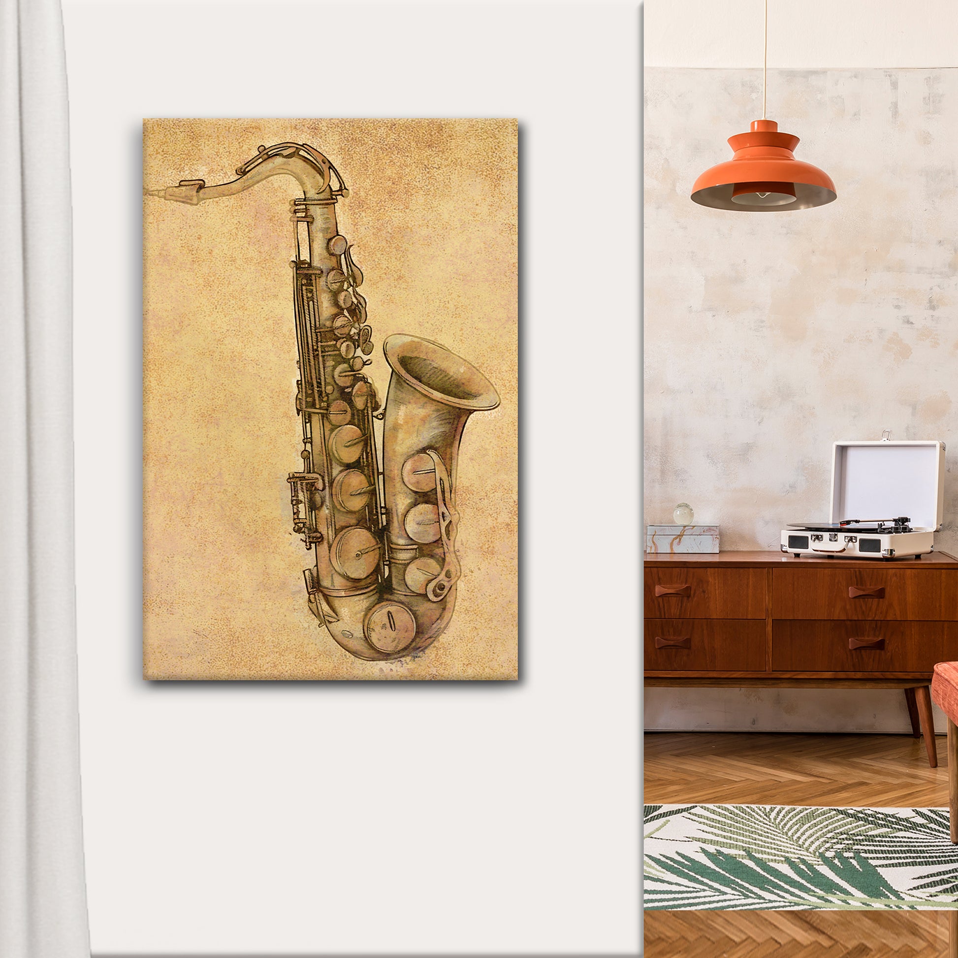 Saxophone Rustic Canvas Wall Art Style 1 - Image by Tailored Canvases