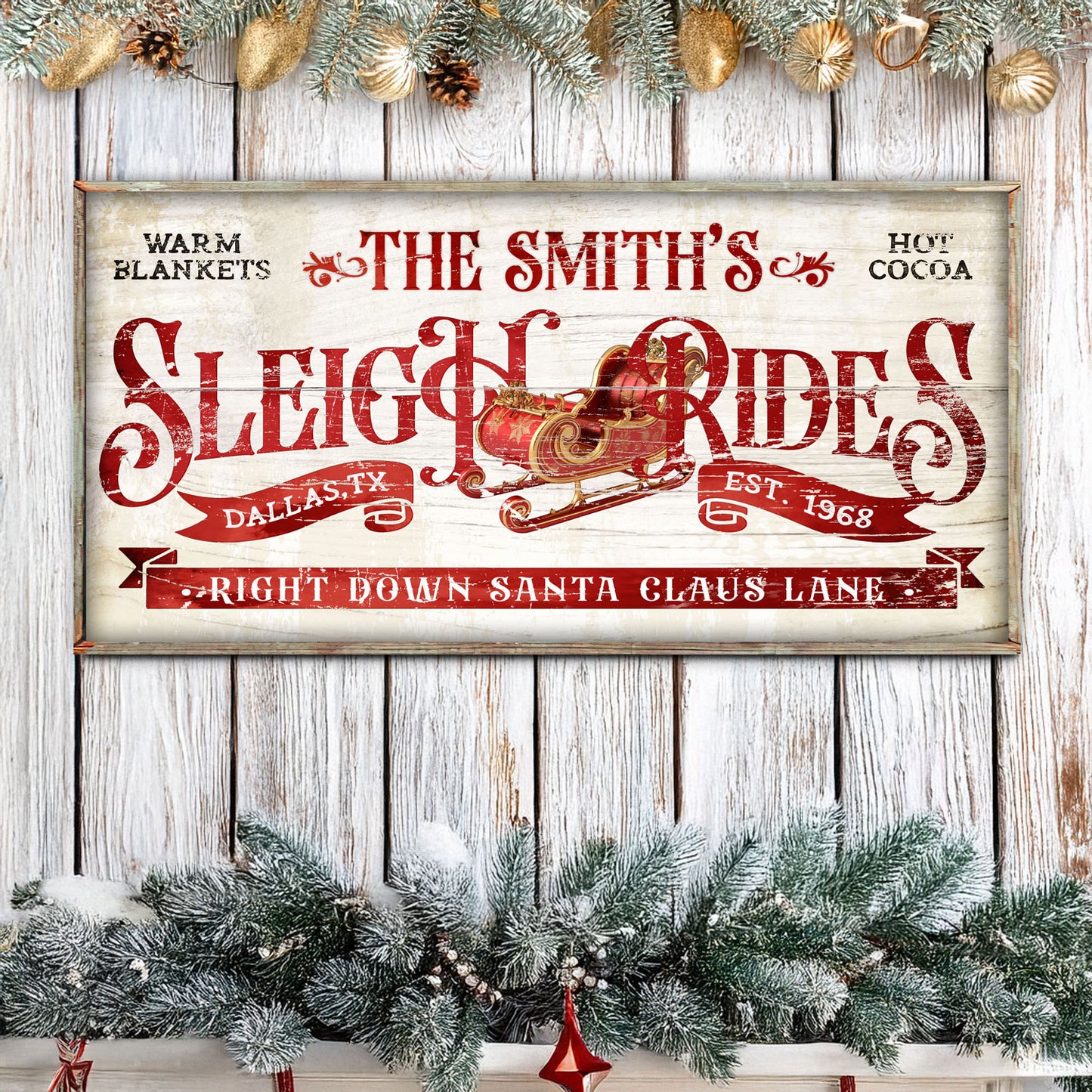 Sleigh Rides Christmas Sign III - Image by Tailored Canvases