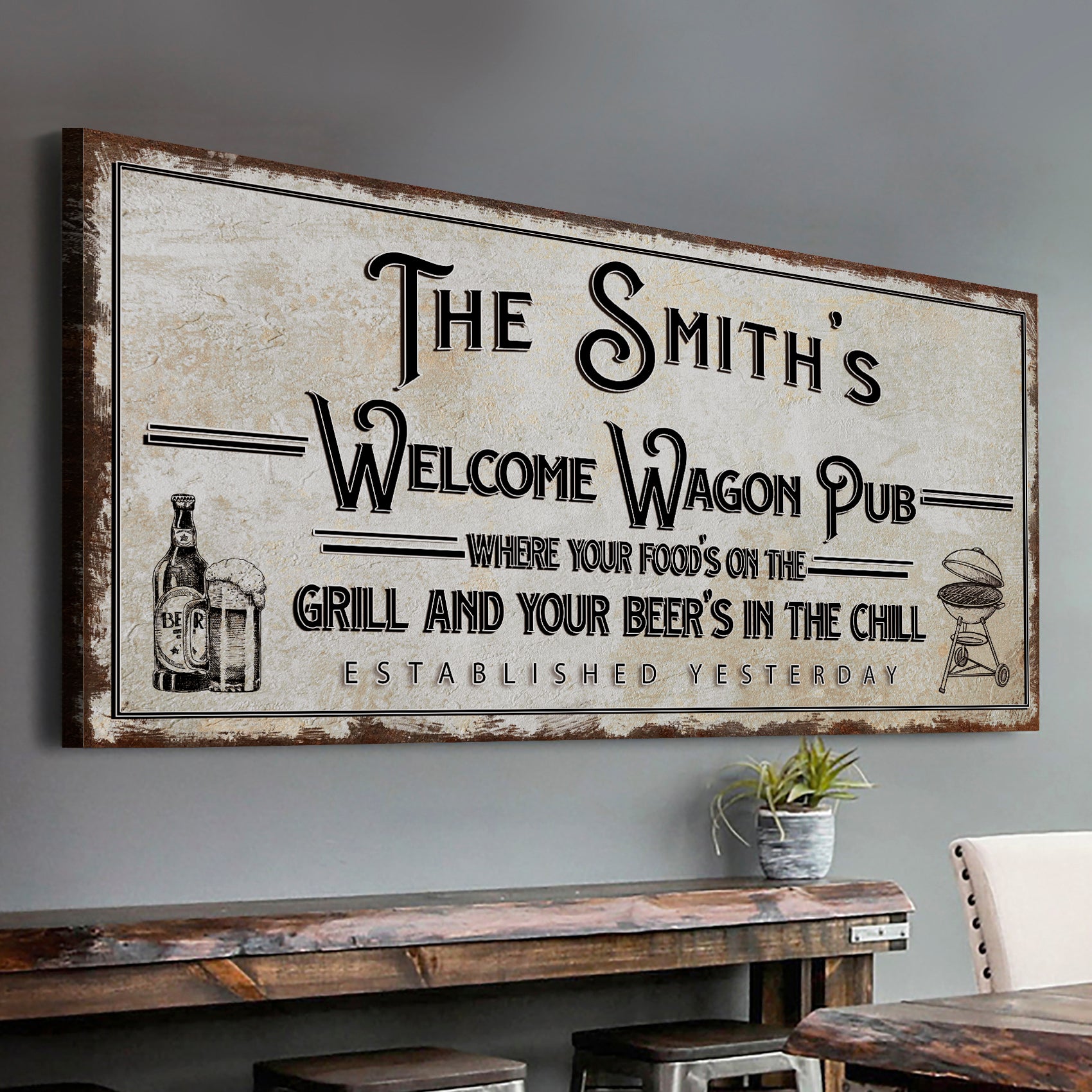 Welcome Wagon Pub Your Beer's In The Chill Sign  - Image by Tailored Canvases